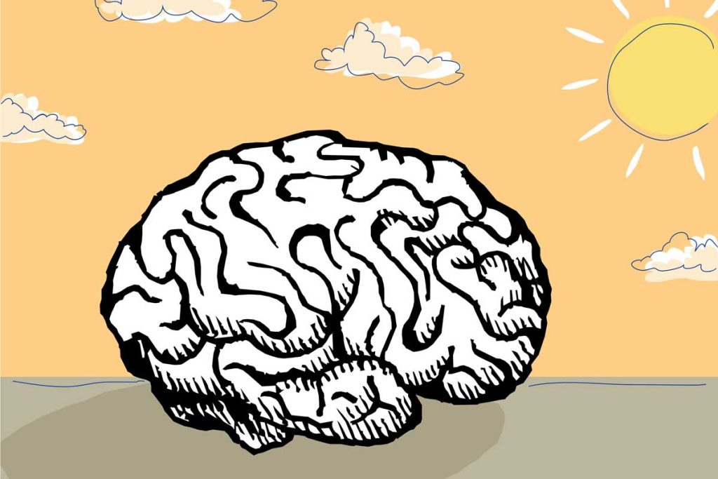 illustration of a brain and sunshine to improve how you feel