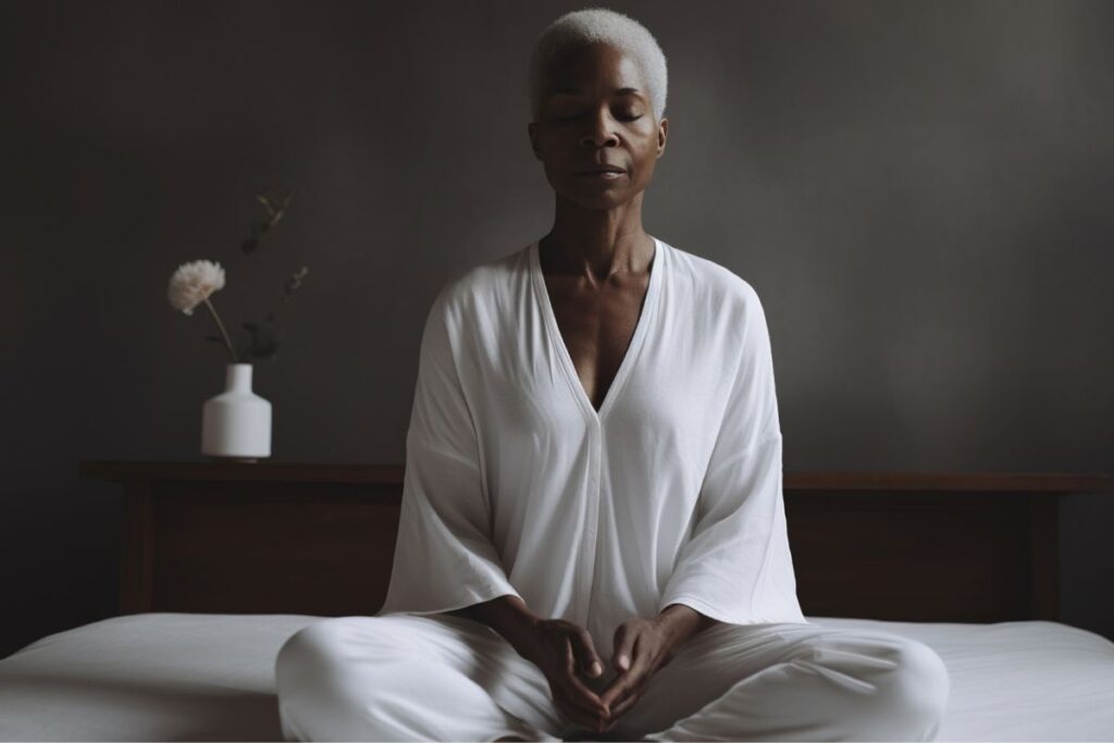 Black woman relaxing before bed