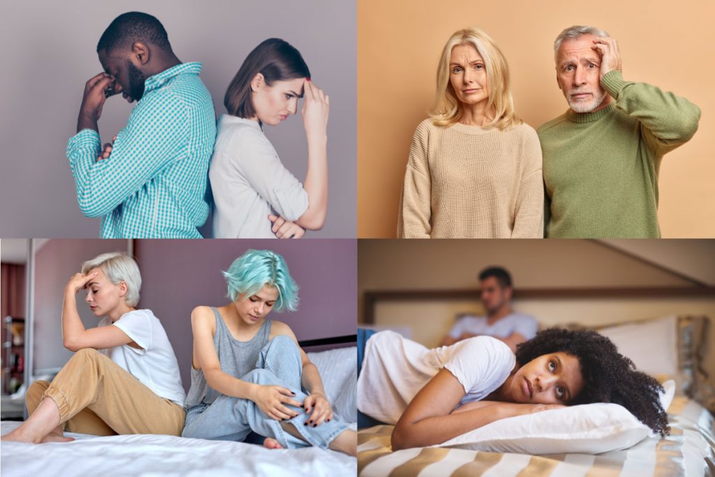 collage of angry couples