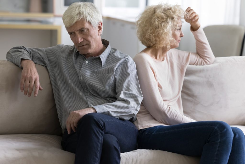 angry couple with backs to each other