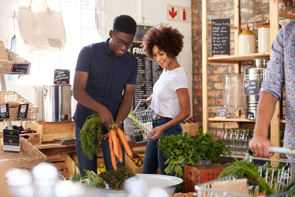 woman buying vegetables to fuel her mind