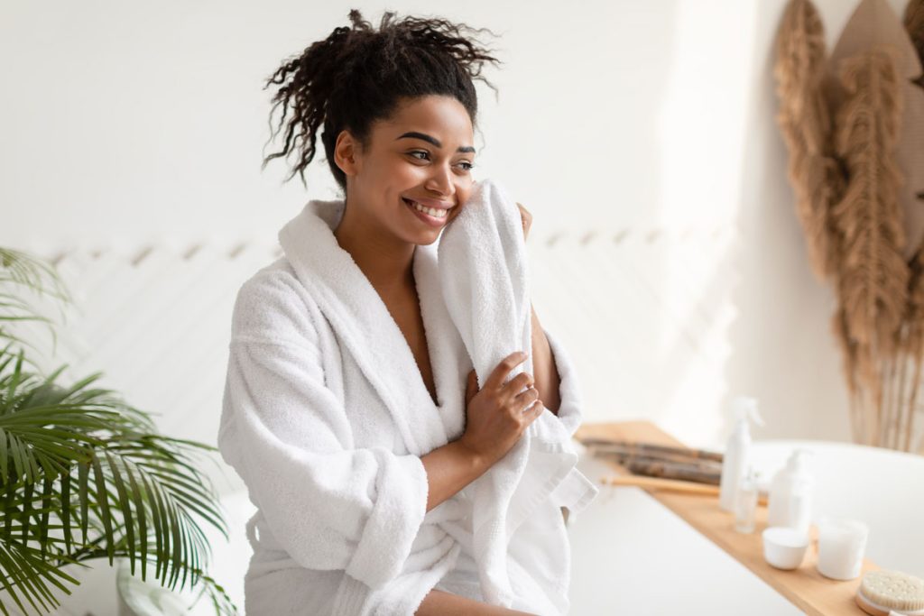 woman taking care of her skin