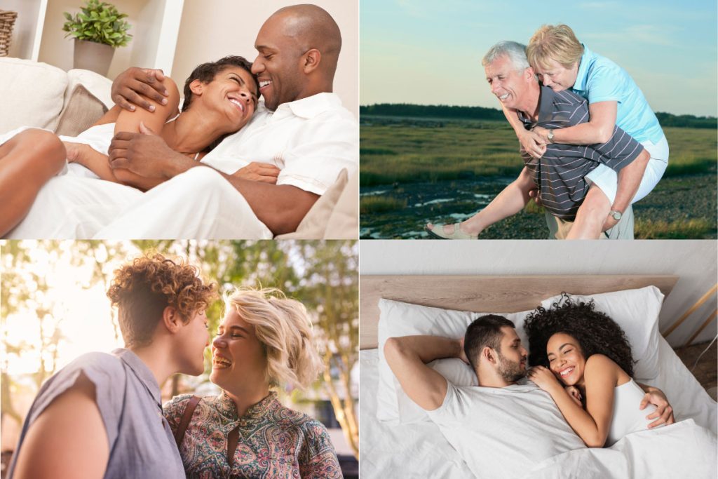 collage of couples in love