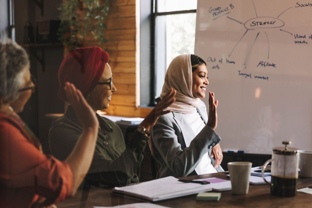 Diverse women speaking up at work