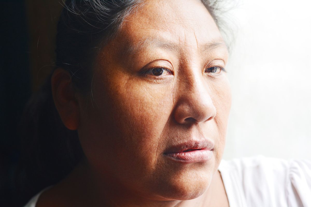 Depressed Native American woman