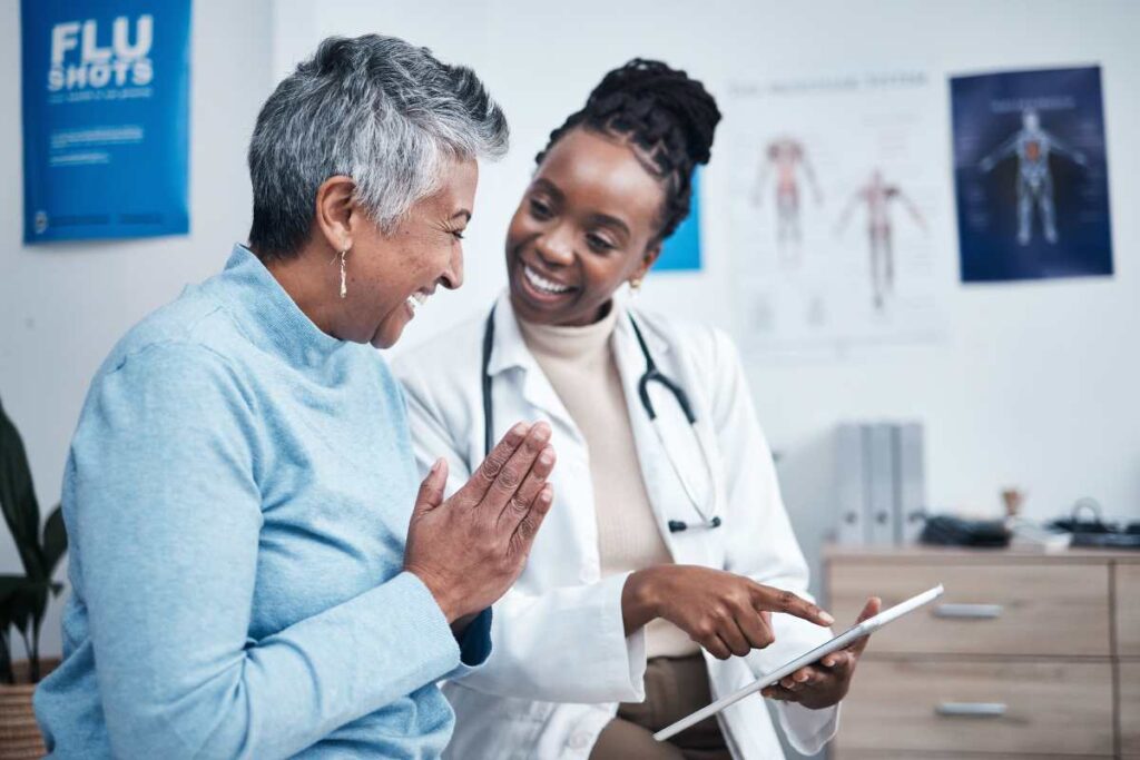 Woman talking to her healthcare provider