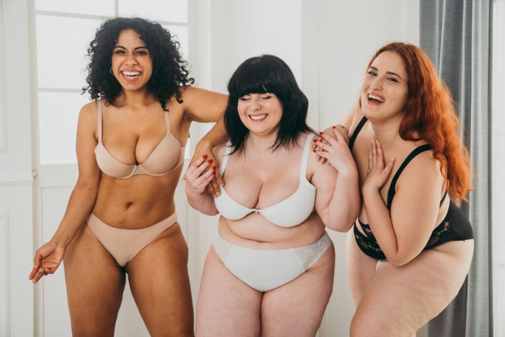 Diverse positive women in underwear