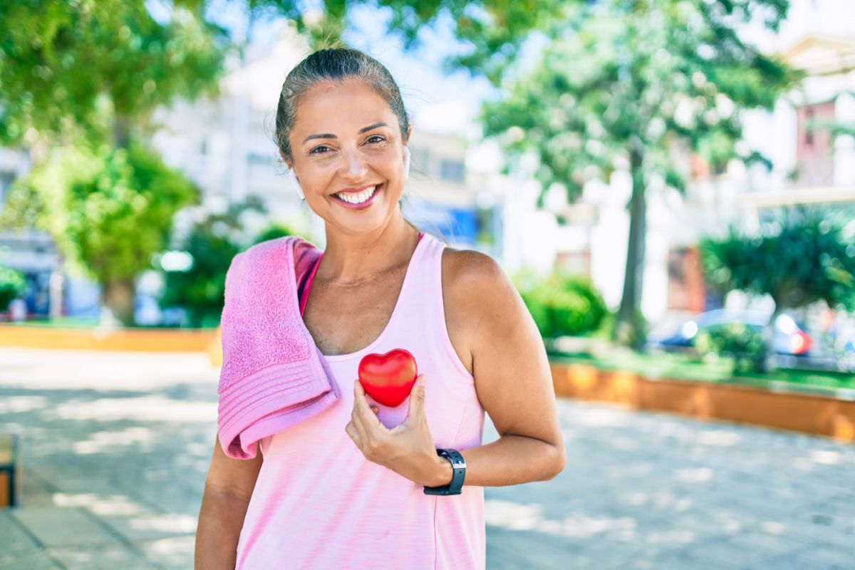 Menopausal woman focused on heart health