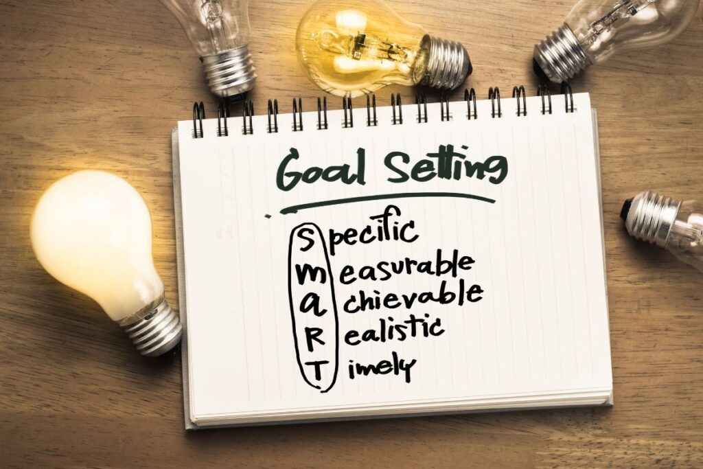 Notebook with SMART goal setting