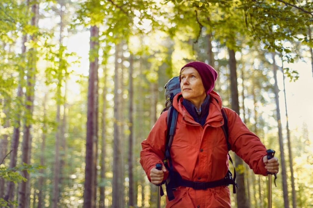 Woman starting a hike