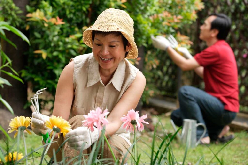 woman gardening to reduce stress