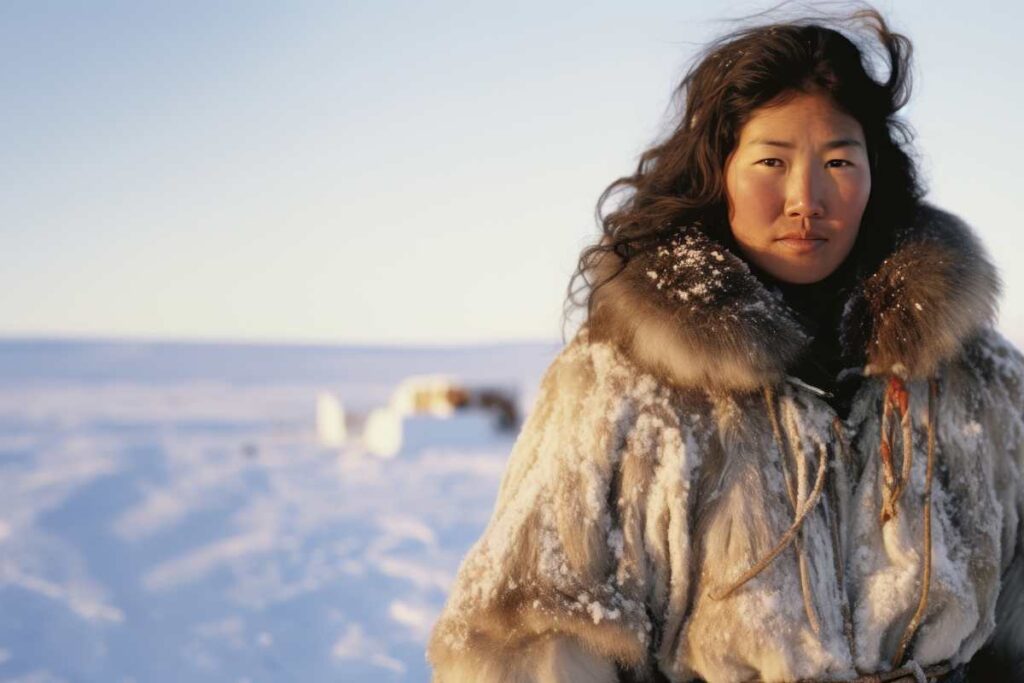 Inuit woman in fur in Alaska
