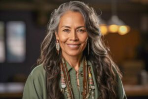 Native American woman smiling and positive
