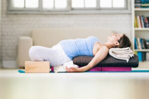 Reclining Bound Angle Yoga pose