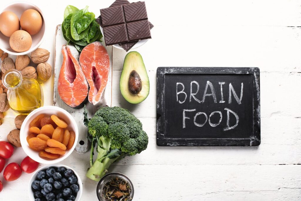 Examples of brain food like avocado eggs and fish