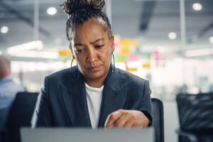 woman stressed at work
