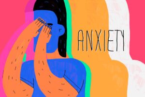 Illustration of woman experiencing anxiety