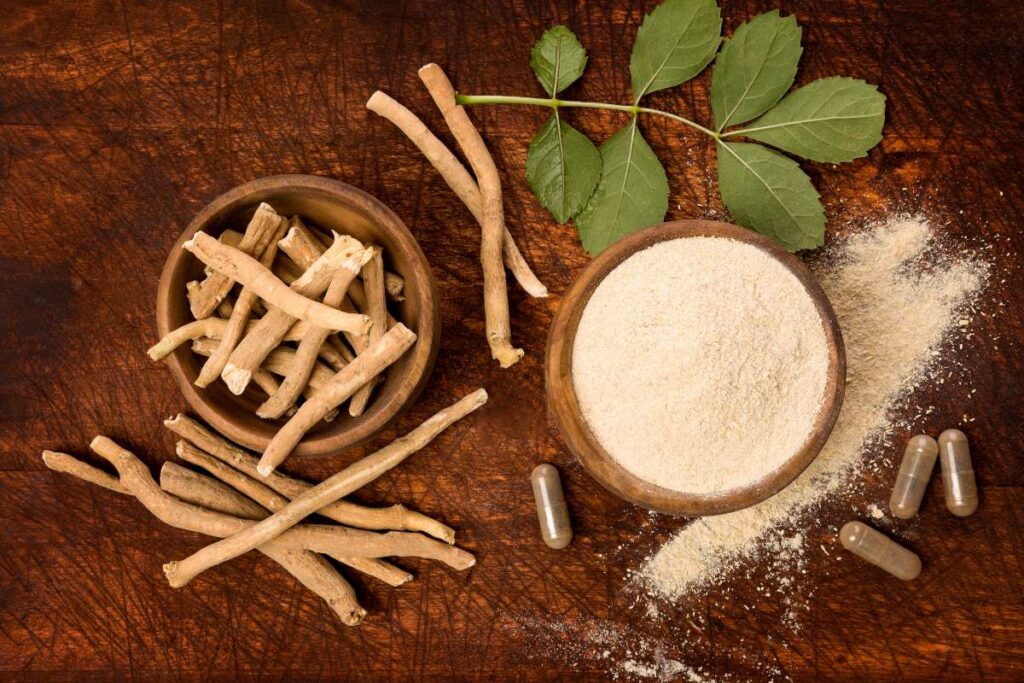 Ashwagandha superfood powder and plant for anxiety