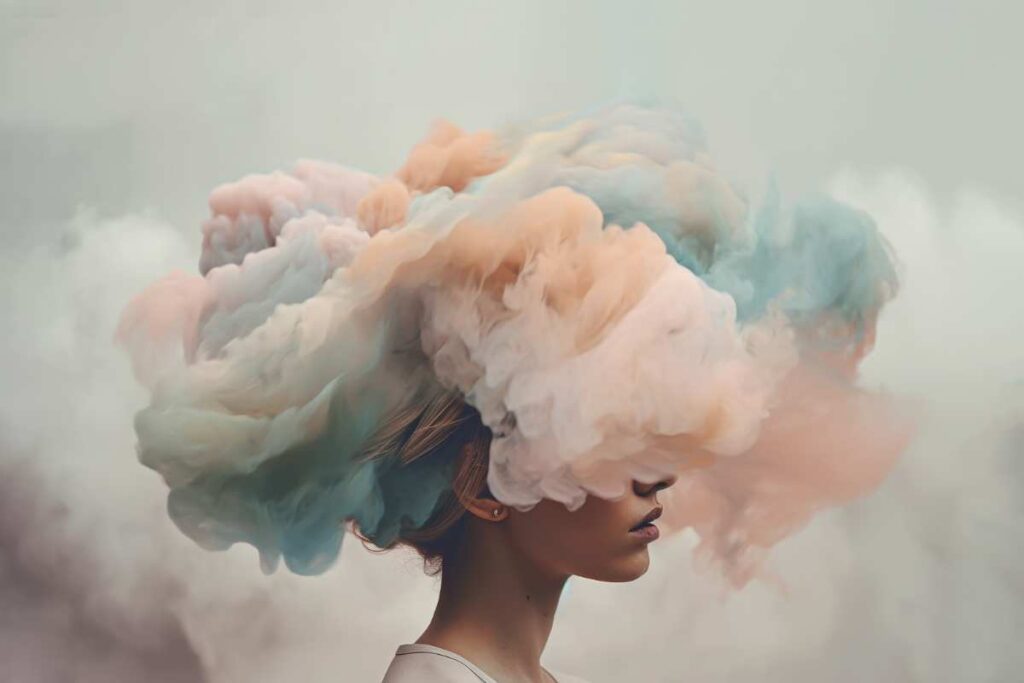 Illustration of brain fog in a woman
