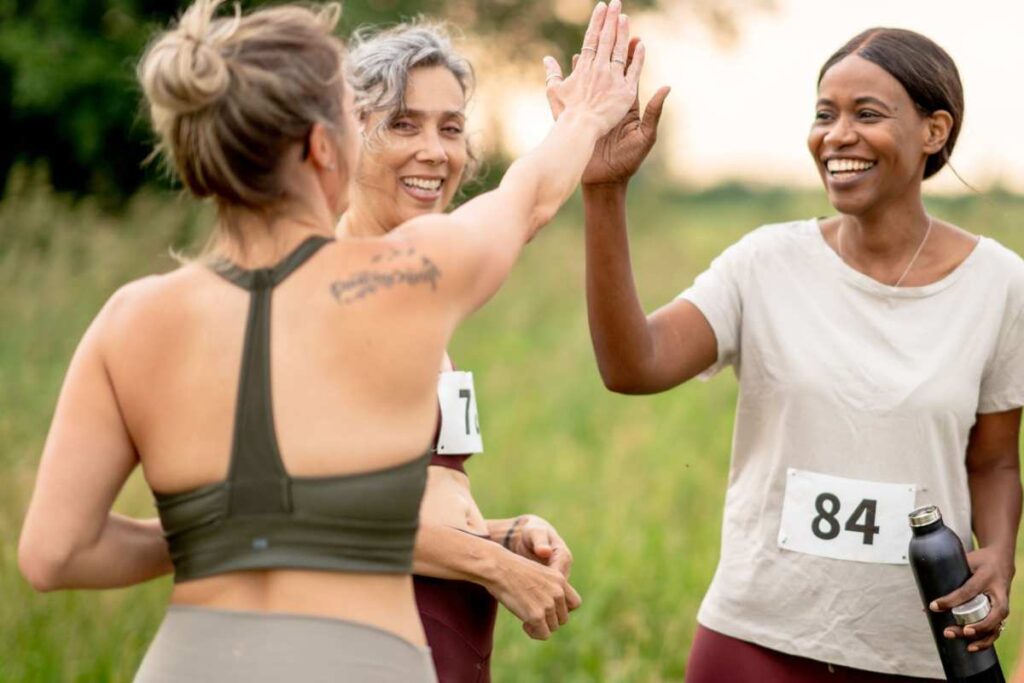 women exercising and celebrating what they're doing